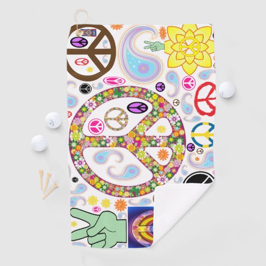 Peace & Paisley Collage Golfhanddoek (Insitu)
