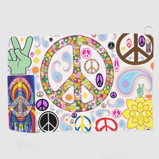 Peace & Paisley Collage Golfhanddoek (Horizontaal)