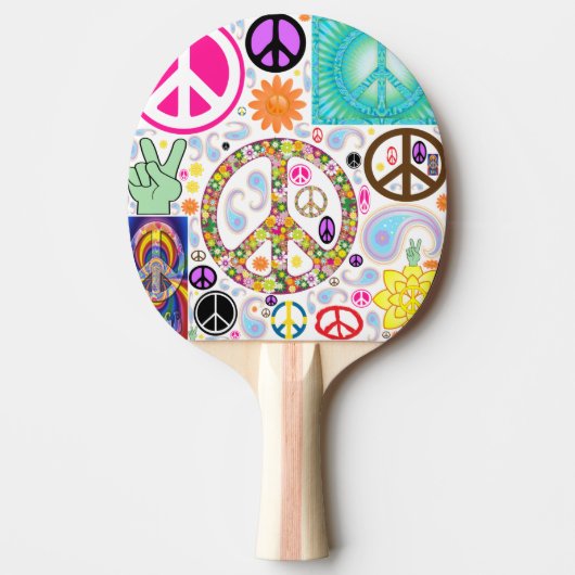 Peace & Paisley Collage Tafeltennisbatje (Voorkant)