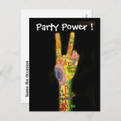 Peace & Party Power Invitation - Save the Date! Aankondigingskaart (Voorkant / Achterkant)