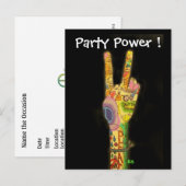 Peace & Party Power Invitation - Save the Date! Aankondigingskaart (Voorkant / Achterkant)