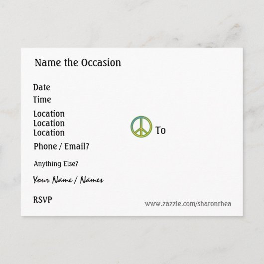 Peace & Party Power Invitation - Save the Date! Aankondigingskaart (Achterkant)