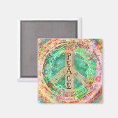 Peace Pastel kleurrijke bloemige inspiratie Magneet (Voorkant / Achterkant)