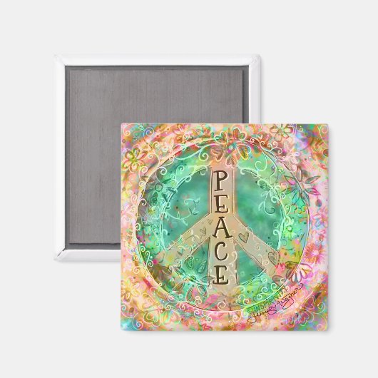 Peace Pastel  kleurrijke bloemige inspiratie Magneet (Voorkant / Achterkant)