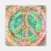 Peace Pastel  kleurrijke bloemige inspiratie Magneet (Voorkant)