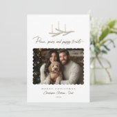 Peace Paws Puppy Treats Rustieke Botanische Foto H Feestdagenkaart (Staand voorkant)