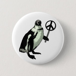 Peace Penguin-Button Ronde Button 5,7 Cm