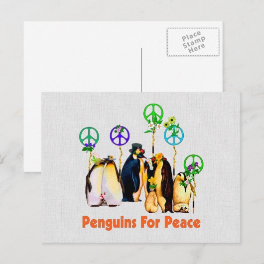 Peace Penguins Briefkaart (Voorkant / Achterkant)