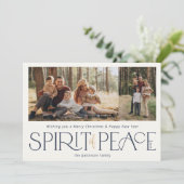 Peace Photo Navy Gold Feestdagenkaart (Staand voorkant)