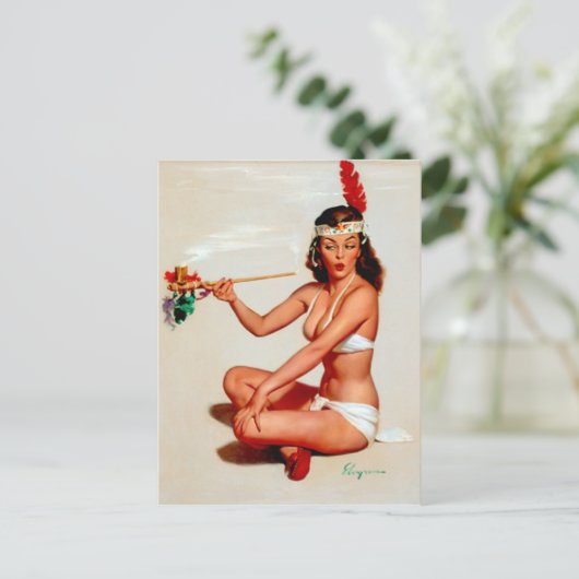 Peace Pipe Pin-Up Briefkaart (Staand voorkant)