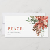 Peace Poinsettia Bunch Waterverf Pine Kerstmis Feestdagenkaart (Voorkant)
