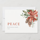 Peace Poinsettia Bunch Waterverf Pine Kerstmis Feestdagenkaart (Voorkant)