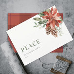 Peace Poinsettia Bunch Waterverf Pine Kerstmis Feestdagenkaart<br><div class="desc">Als u nog meer aanpassingen nodig hebt,  kunt u mij op yellowfebstudio@gmail.com vrij klikken.</div>