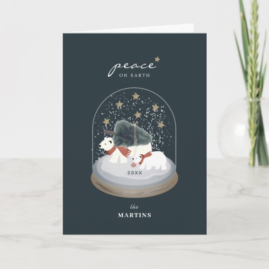 Peace Polar Beren Snow Wereldbol met Kerstmis Kaart (Voorkant)