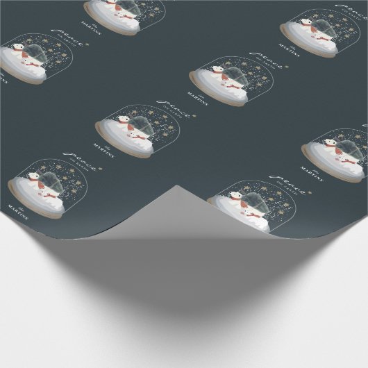 Peace Polar Beren Snow Wereldbol Navy Blue Holiday Cadeaupapier (Hoek)