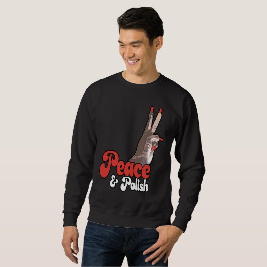 Peace & Polish Red and White Trui (Voorkant volledig)