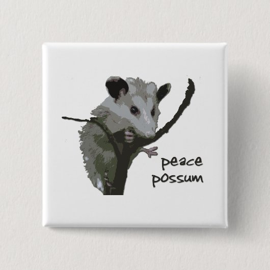 Peace Possum Vierkante Button 5,1 Cm (Voorkant)