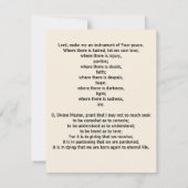 Peace prayer of St Francis  Notitiekaartje (Achterkant)