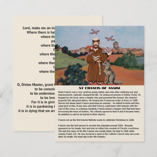 Peace prayer of St Francis  Notitiekaartje (Voorkant / Achterkant)