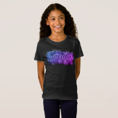 Peace Psychedelic Neon Pink Paarse Funky Word Art T-shirt (Voorkant volledig)