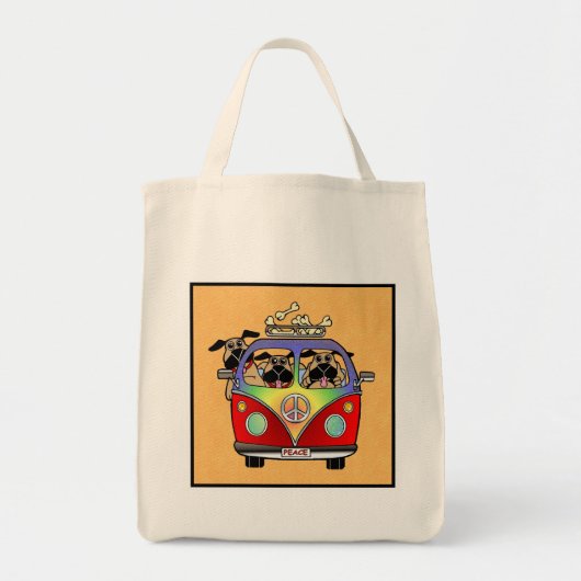 Peace Pugs Organic Grocery Bag Tote Bag (Voorkant)