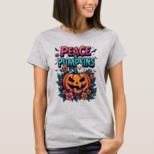 Peace & Pumpkin Halloween T-shirt (Voorkant)