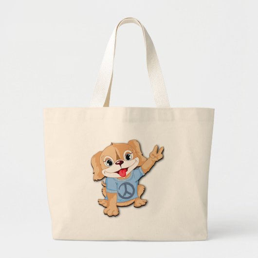 Peace Puppy Grote Tote Bag (Voorkant)