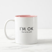 Peace & Quiet or Introvert Quote Modern Minimalist Tweekleurige Koffiemok (Links)