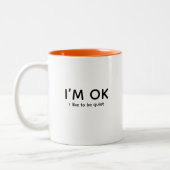 Peace & Quiet or Introvert Quote Modern Minimalist Tweekleurige Koffiemok (Links)