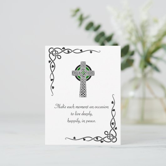 Peace Quote Celtic Cross & Borders Briefkaart (Staand voorkant)