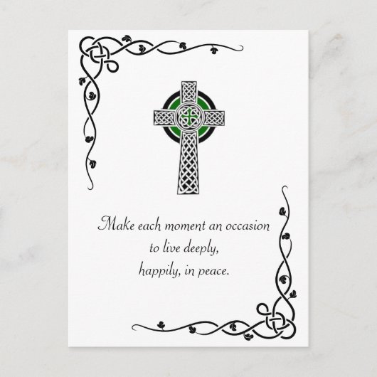 Peace Quote Celtic Cross & Borders Briefkaart (Voorkant)