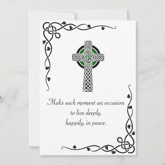 Peace Quote Celtic Cross & Borders Greing Kaart (Voorkant)