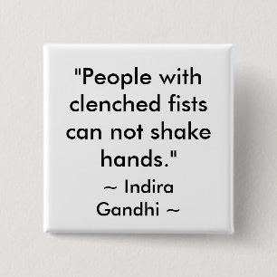 PEACE QUOTE VIERKANTE BUTTON 5,1 CM