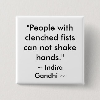 PEACE QUOTE VIERKANTE BUTTON 5,1 CM