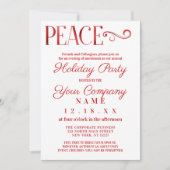 Peace Quote White Red Folie Corporate Holiday Kaart (Voorkant)