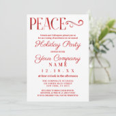 Peace Quote White Red Folie Corporate Holiday Kaart (Staand voorkant)