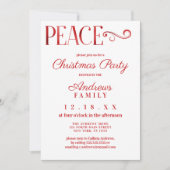 Peace Quote White Red Folie Eenvoudige kerstmis Kaart (Voorkant)