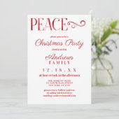 Peace Quote White Red Folie Eenvoudige kerstmis Kaart (Staand voorkant)