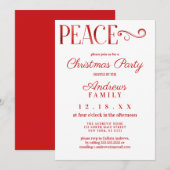 Peace Quote White Red Folie Eenvoudige kerstmis Kaart (Voorkant / Achterkant)