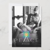 Peace Rainbow Glow Typografie Minimalistische foto Feestdagenkaart (Voorkant)