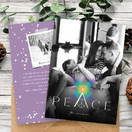 Peace Rainbow Glow Typografie Minimalistische foto Feestdagenkaart