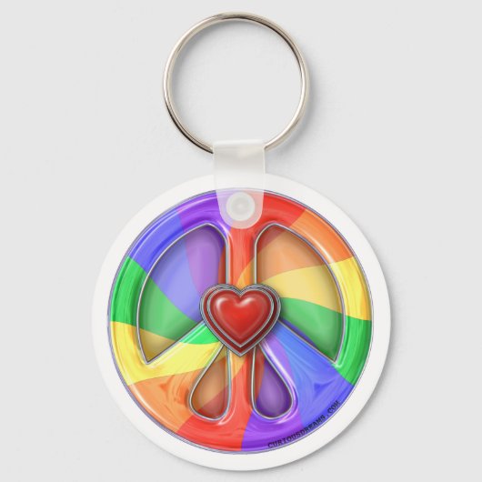 Peace Rainbow Hearts Sleutelhanger (Voorkant)