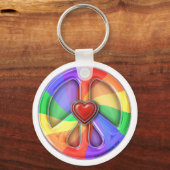 Peace Rainbow Hearts Sleutelhanger (Voorkant)