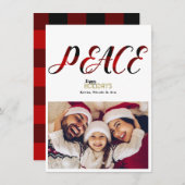 PEACE Red Pset-kerstfeestdag fotokaart Kaart (Voorkant / Achterkant)