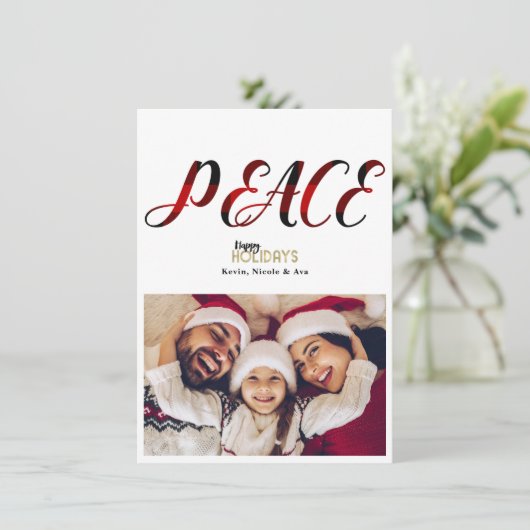 PEACE Red Pset-kerstfeestdag fotokaart Kaart (Staand voorkant)