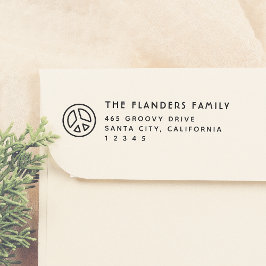 Peace Retro familienaam Sans-Serif retouradres Zelfinktende Stempel