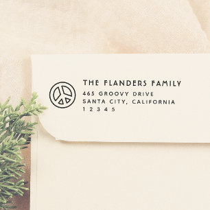 Peace Retro familienaam Sans-Serif retouradres Zelfinktende Stempel