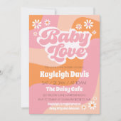 Peace Retro Groovy 70s Baby Love Shower Uitnodigin Kaart (Voorkant)