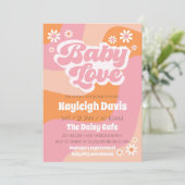 Peace Retro Groovy 70s Baby Love Shower Uitnodigin Kaart (Staand voorkant)