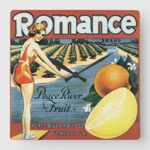 Peace River Fruit Co Crate Label Vierkante Klok